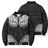 New Zealand Ta Moko Bomber Puffer Jacket Aotearoa Maori Chest Tattoo Black LT14 - Polynesian Pride