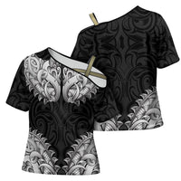New Zealand Ta Moko Cross Shoulder Shirt Aotearoa Maori Chest Tattoo Black LT14 - Polynesian Pride