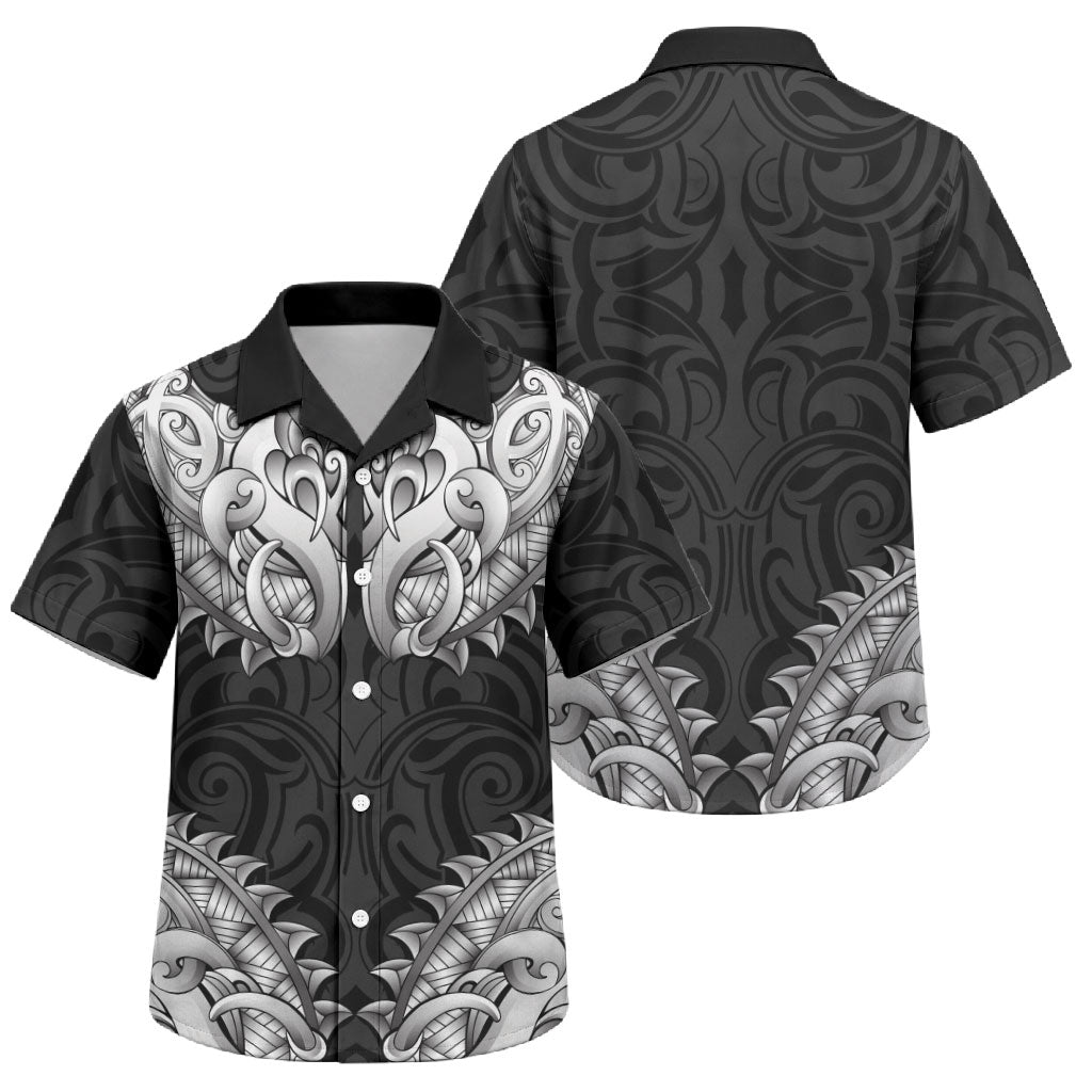 New Zealand Ta Moko Family Matching Short Sleeve Bodycon Dress and Hawaiian Shirt Aotearoa Maori Chest Tattoo Black LT14 Son's Shirt Black - Polynesian Pride