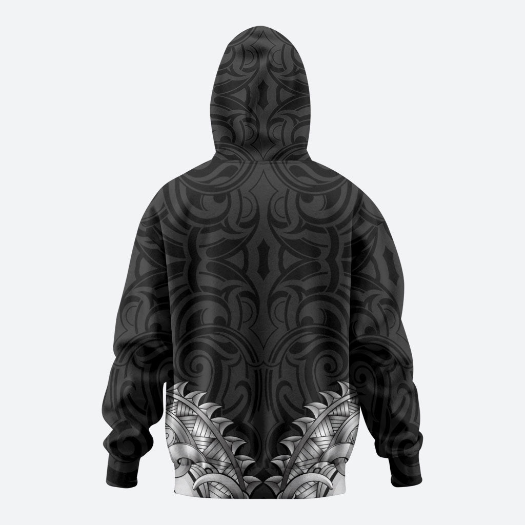New Zealand Ta Moko Hoodie Aotearoa Maori Chest Tattoo Black LT14 - Polynesian Pride