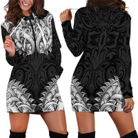 New Zealand Ta Moko Hoodie Dress Aotearoa Maori Chest Tattoo Black LT14 - Polynesian Pride