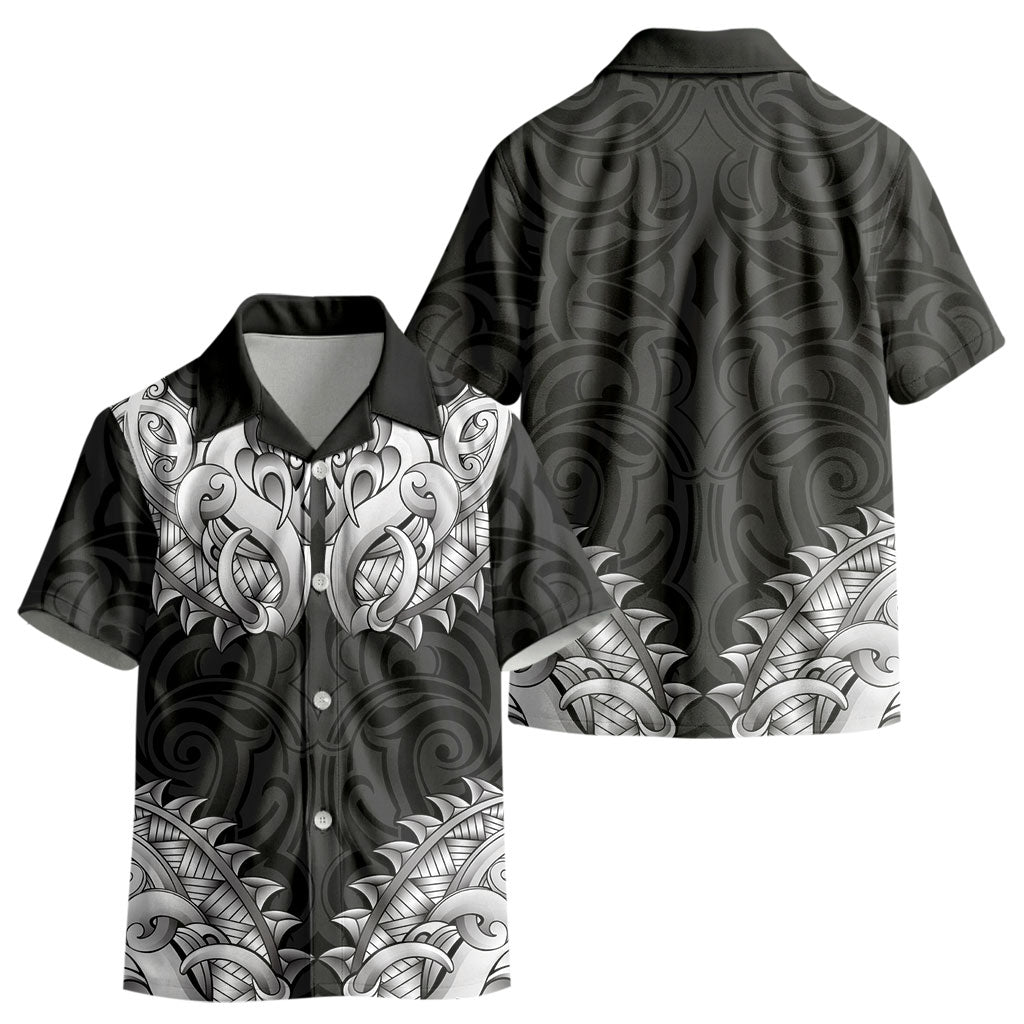 New Zealand Ta Moko Kid Hawaiian Shirt Aotearoa Maori Chest Tattoo Black LT14 - Polynesian Pride