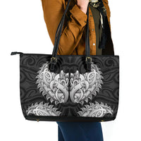 New Zealand Ta Moko Leather Tote Bag Aotearoa Maori Chest Tattoo Black LT14 - Polynesian Pride