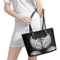 New Zealand Ta Moko Leather Tote Bag Aotearoa Maori Chest Tattoo Black LT14 - Polynesian Pride