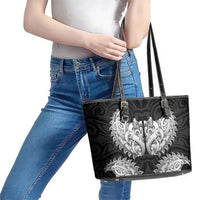 New Zealand Ta Moko Leather Tote Bag Aotearoa Maori Chest Tattoo Black LT14 - Polynesian Pride