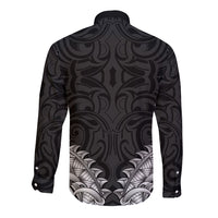 New Zealand Ta Moko Long Sleeve Button Shirt Aotearoa Maori Chest Tattoo Black LT14 - Polynesian Pride