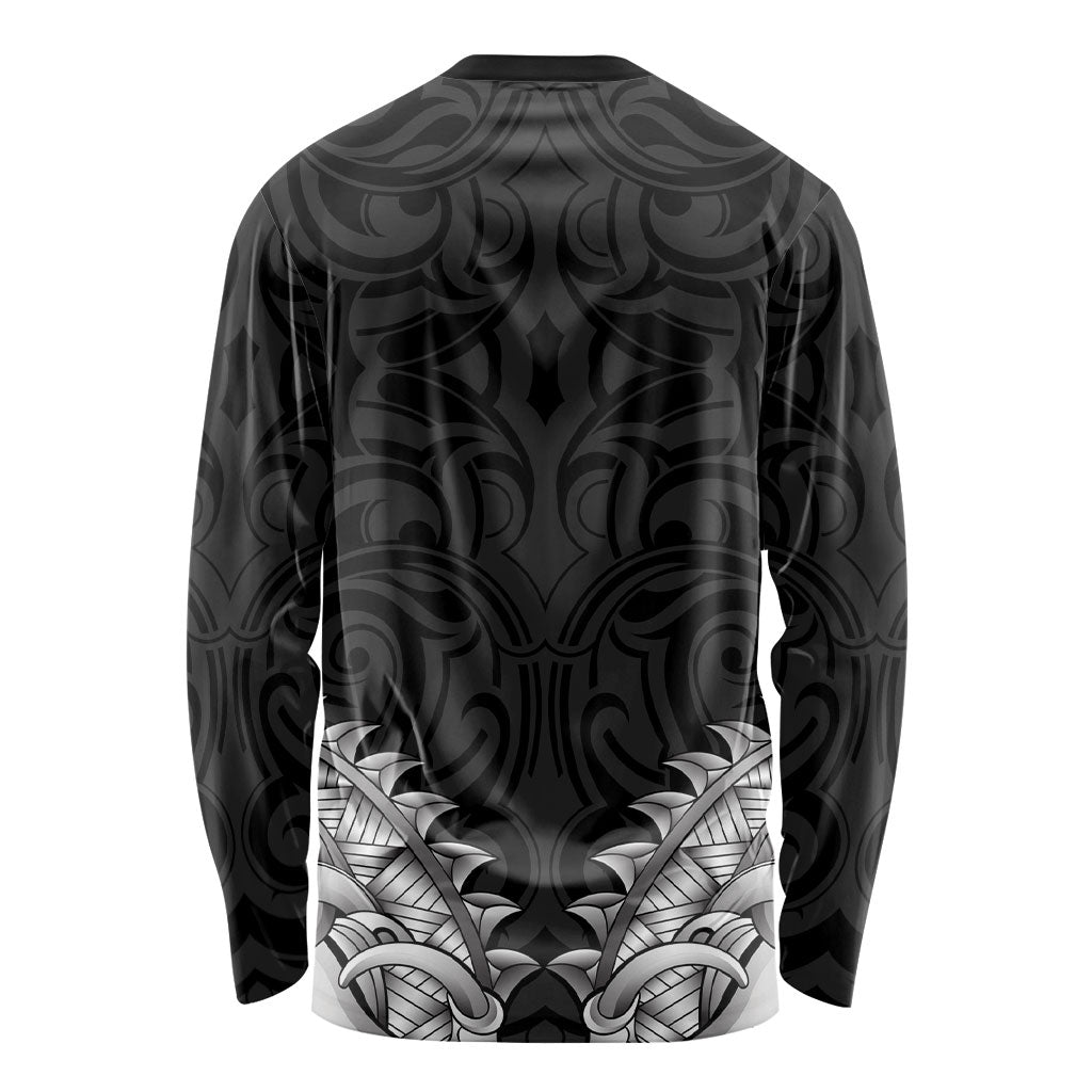 New Zealand Ta Moko Long Sleeve Shirt Aotearoa Maori Chest Tattoo Black LT14 - Polynesian Pride