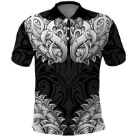New Zealand Ta Moko Polo Shirt Aotearoa Maori Chest Tattoo Black LT14 Black - Polynesian Pride