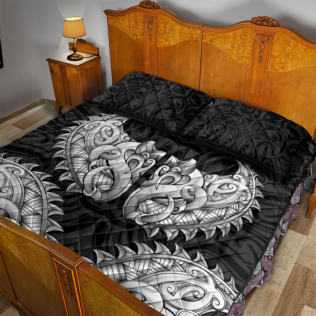 New Zealand Ta Moko Quilt Bed Set Aotearoa Maori Chest Tattoo Black LT14 - Polynesian Pride