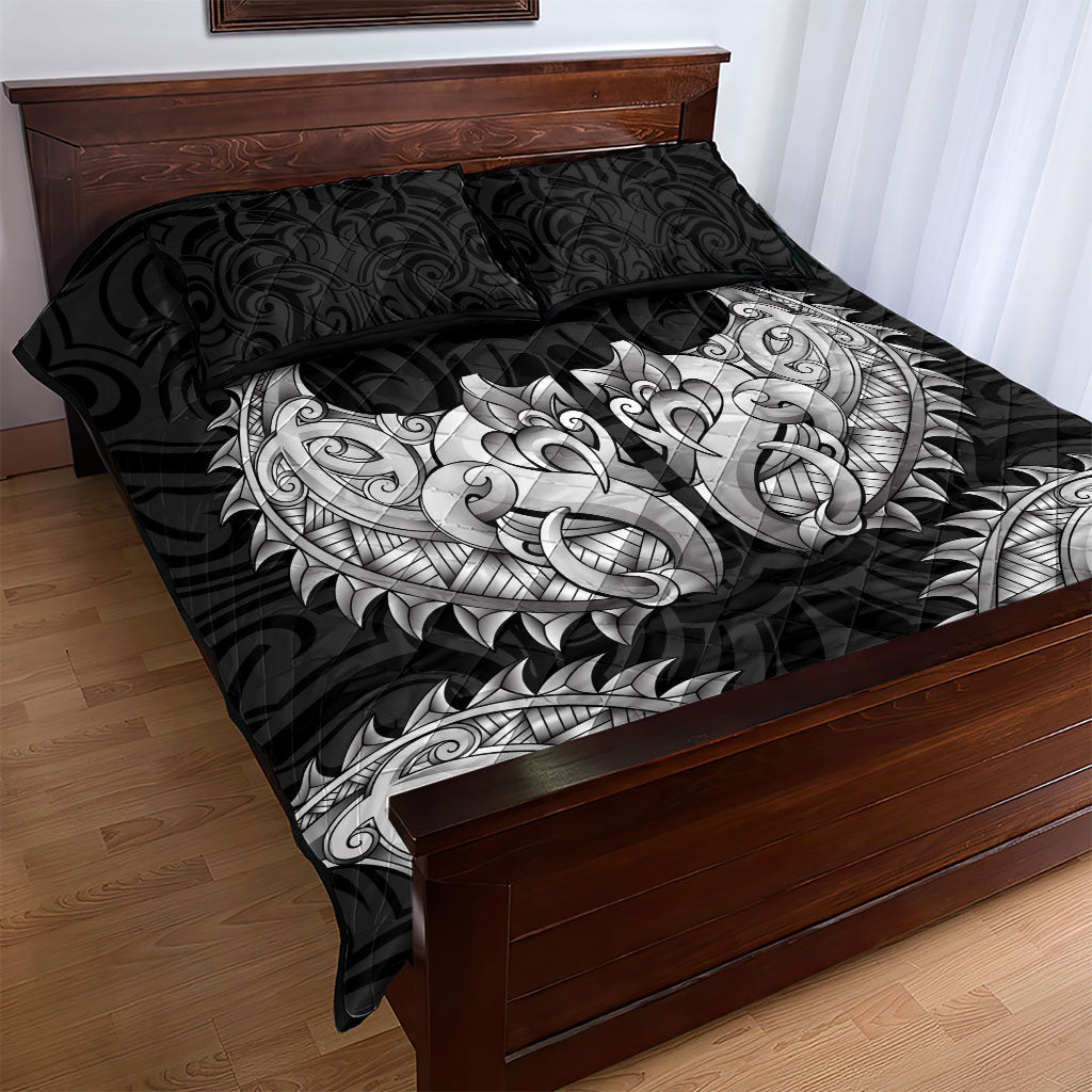 New Zealand Ta Moko Quilt Bed Set Aotearoa Maori Chest Tattoo Black LT14 - Polynesian Pride