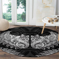 New Zealand Ta Moko Round Carpet Aotearoa Maori Chest Tattoo Black LT14 - Polynesian Pride