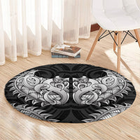 New Zealand Ta Moko Round Carpet Aotearoa Maori Chest Tattoo Black LT14 - Polynesian Pride
