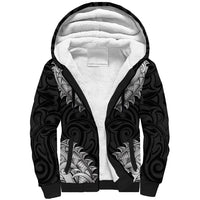 New Zealand Ta Moko Sherpa Hoodie Aotearoa Maori Chest Tattoo Black LT14 Unisex Black - Polynesian Pride