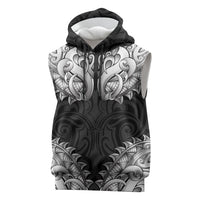 New Zealand Ta Moko Sleeveless Hoodie Aotearoa Maori Chest Tattoo Black LT14 Black - Polynesian Pride
