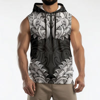 New Zealand Ta Moko Sleeveless Hoodie Aotearoa Maori Chest Tattoo Black LT14 - Polynesian Pride