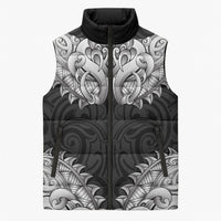 New Zealand Ta Moko Sleeveless Puffer Jacket Aotearoa Maori Chest Tattoo Black LT14 Unisex Black - Polynesian Pride