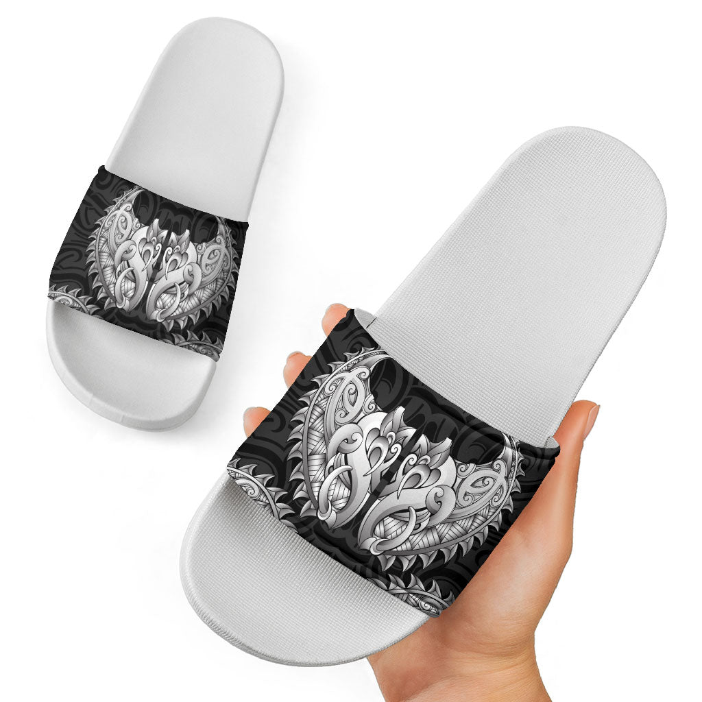 New Zealand Ta Moko Slide Sandals Aotearoa Maori Chest Tattoo Black LT14 - Polynesian Pride