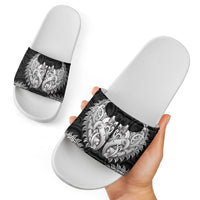 New Zealand Ta Moko Slide Sandals Aotearoa Maori Chest Tattoo Black LT14 - Polynesian Pride