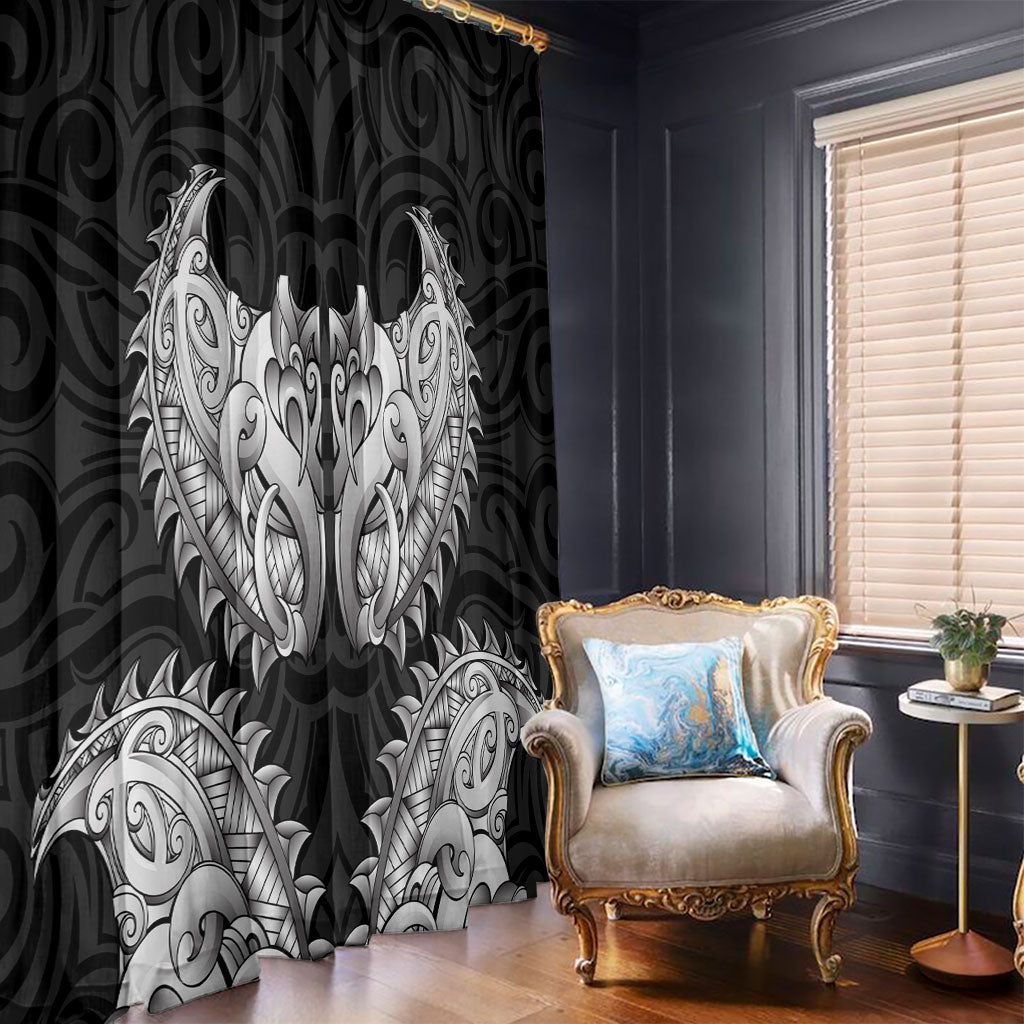New Zealand Ta Moko Window Curtain Aotearoa Maori Chest Tattoo Black LT14 - Polynesian Pride