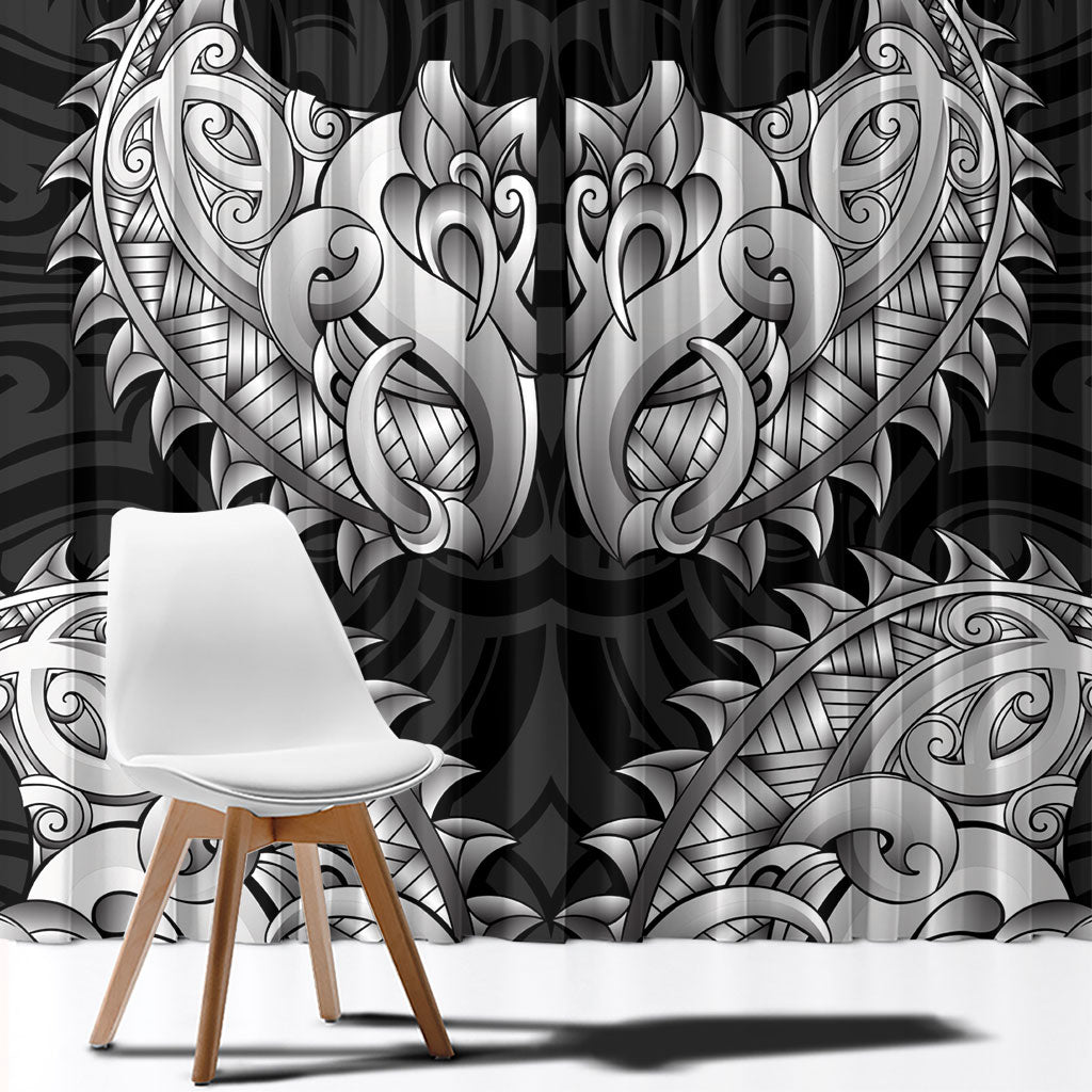 New Zealand Ta Moko Window Curtain Aotearoa Maori Chest Tattoo Black LT14 - Polynesian Pride
