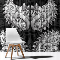 New Zealand Ta Moko Window Curtain Aotearoa Maori Chest Tattoo Black LT14 - Polynesian Pride