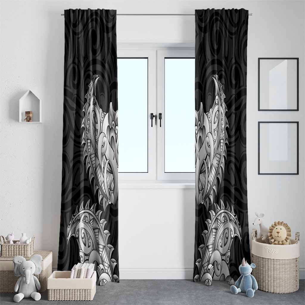New Zealand Ta Moko Window Curtain Aotearoa Maori Chest Tattoo Black LT14 - Polynesian Pride