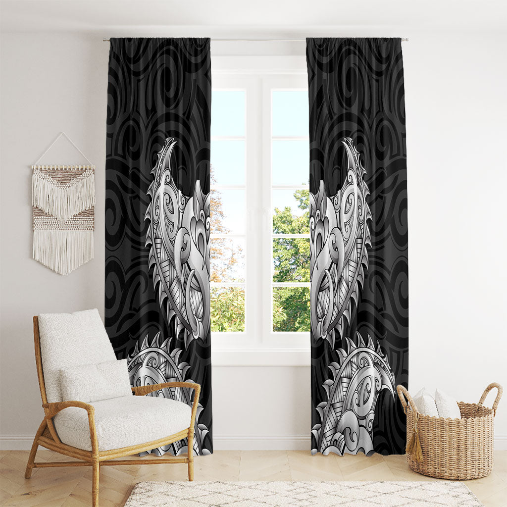 New Zealand Ta Moko Window Curtain Aotearoa Maori Chest Tattoo Black LT14 - Polynesian Pride