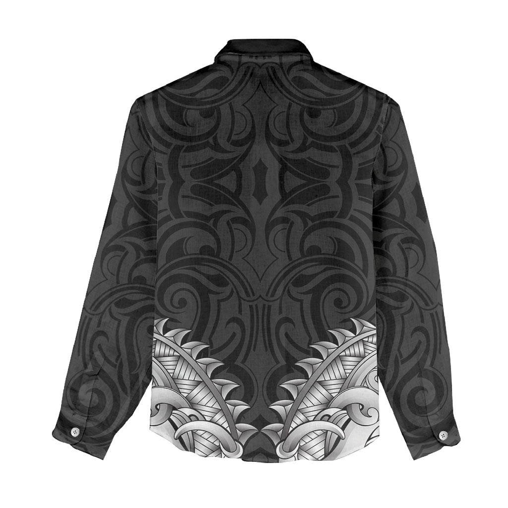 New Zealand Ta Moko Women Casual Shirt Aotearoa Maori Chest Tattoo Black LT14 - Polynesian Pride