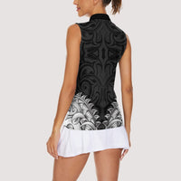 New Zealand Ta Moko Women Sleeveless Polo Shirt Aotearoa Maori Chest Tattoo Black LT14 - Polynesian Pride