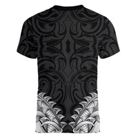 New Zealand Ta Moko Women V-Neck T-Shirt Aotearoa Maori Chest Tattoo Black LT14 - Polynesian Pride