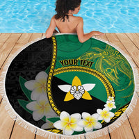 Personalised PNG Enga Provins Beach Blanket Papua New Guinea Plumeria Melanesian Pattern - Polynesian Pride