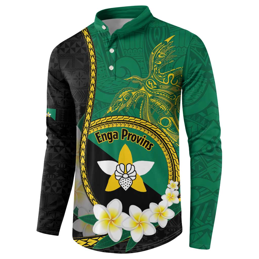 Personalised PNG Enga Provins Button Sweatshirt Papua New Guinea Plumeria Melanesian Pattern - Polynesian Pride