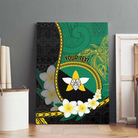 Personalised PNG Enga Provins Canvas Wall Art Papua New Guinea Plumeria Melanesian Pattern - Polynesian Pride