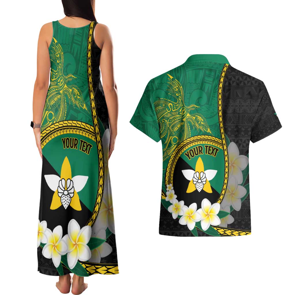 Personalised PNG Enga Provins Couples Matching Tank Maxi Dress and Hawaiian Shirt Papua New Guinea Plumeria Melanesian Pattern - Polynesian Pride