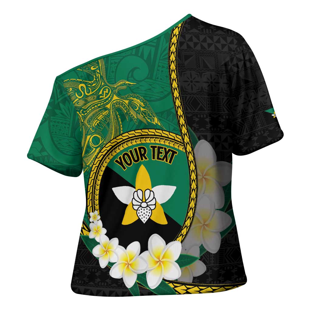 Personalised PNG Enga Provins Cross Shoulder Shirt Papua New Guinea Plumeria Melanesian Pattern - Polynesian Pride