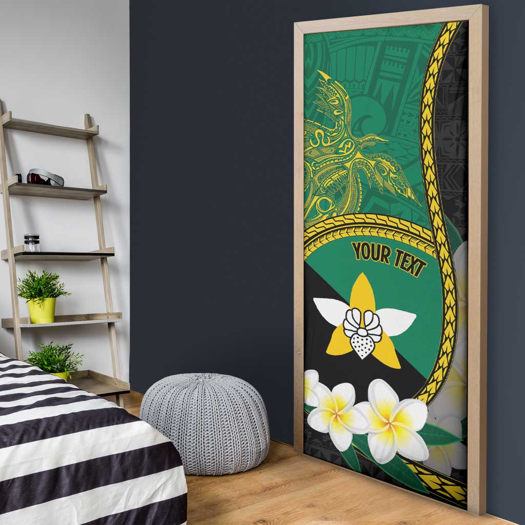 Personalised PNG Enga Provins Door Cover Papua New Guinea Plumeria Melanesian Pattern - Polynesian Pride