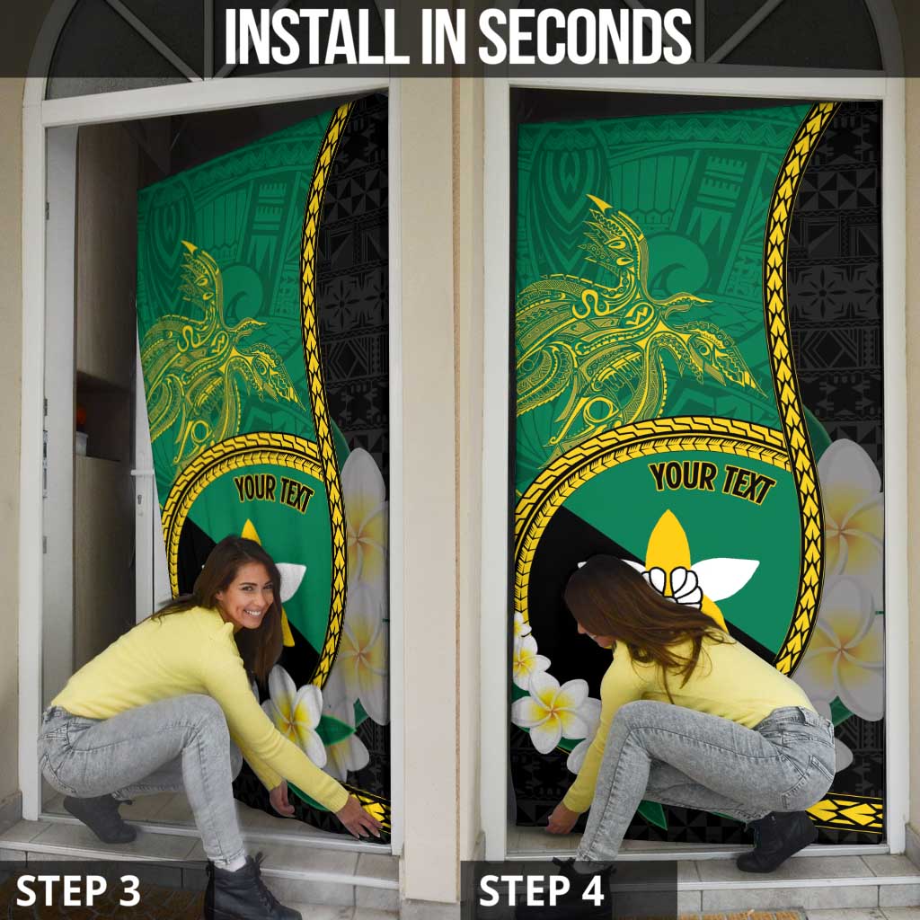 Personalised PNG Enga Provins Door Cover Papua New Guinea Plumeria Melanesian Pattern - Polynesian Pride