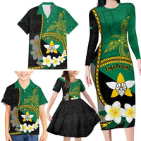Personalised PNG Enga Provins Family Matching Long Sleeve Bodycon Dress and Hawaiian Shirt Papua New Guinea Plumeria Melanesian Pattern - Polynesian Pride