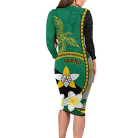 Personalised PNG Enga Provins Family Matching Long Sleeve Bodycon Dress and Hawaiian Shirt Papua New Guinea Plumeria Melanesian Pattern - Polynesian Pride