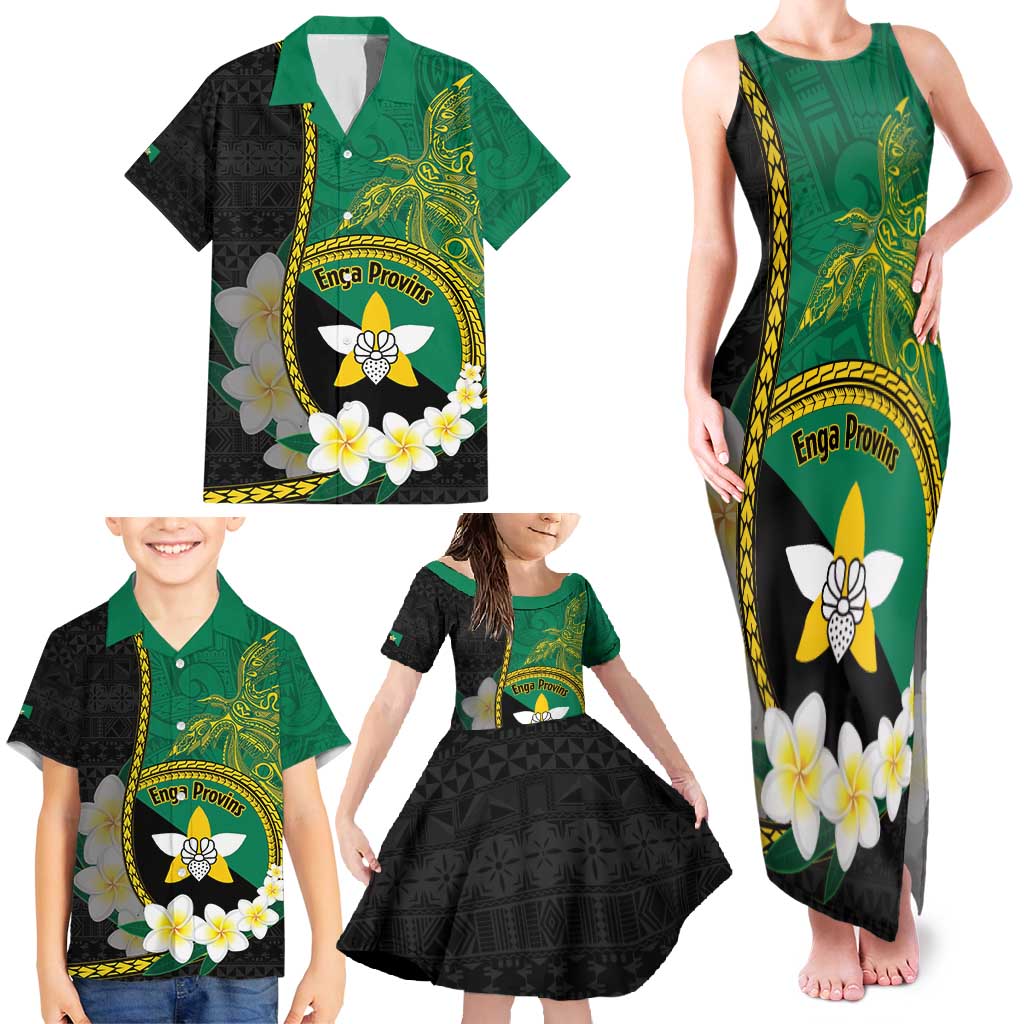 Personalised PNG Enga Provins Family Matching Tank Maxi Dress and Hawaiian Shirt Papua New Guinea Plumeria Melanesian Pattern - Polynesian Pride