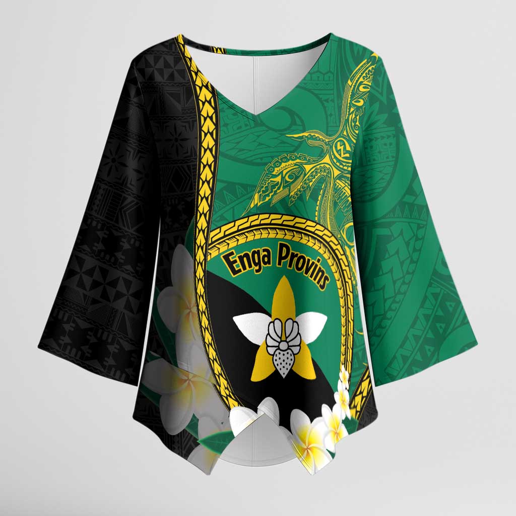 Personalised PNG Enga Provins Kimono Sleeve Blouse Papua New Guinea Plumeria Melanesian Pattern - Polynesian Pride