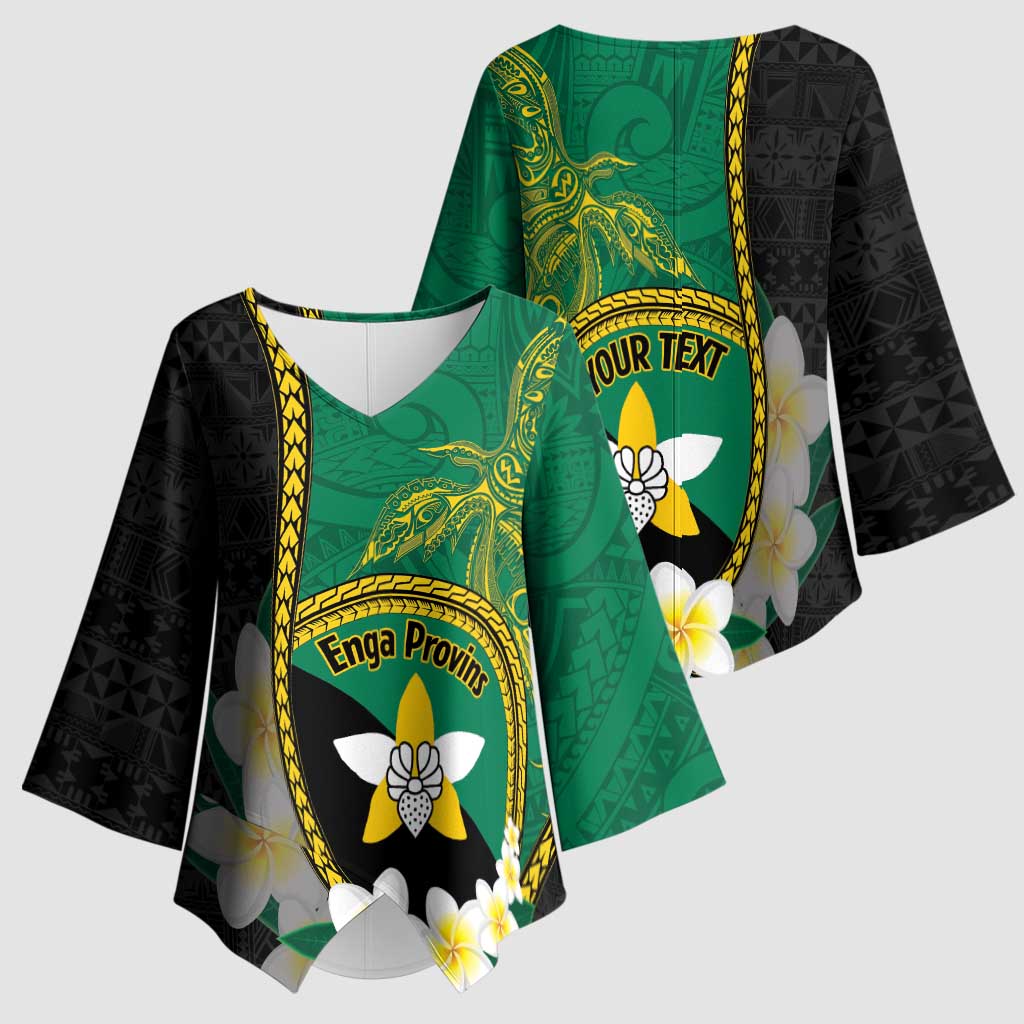 Personalised PNG Enga Provins Kimono Sleeve Blouse Papua New Guinea Plumeria Melanesian Pattern - Polynesian Pride