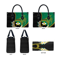 Personalised PNG Enga Provins Leather Bag Papua New Guinea Plumeria Melanesian Pattern - Polynesian Pride