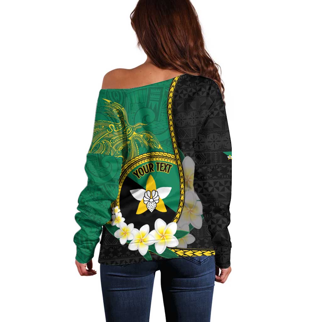 Personalised PNG Enga Provins Off Shoulder Sweater Papua New Guinea Plumeria Melanesian Pattern - Polynesian Pride