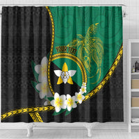 Personalised PNG Enga Provins Shower Curtain Papua New Guinea Plumeria Melanesian Pattern - Polynesian Pride