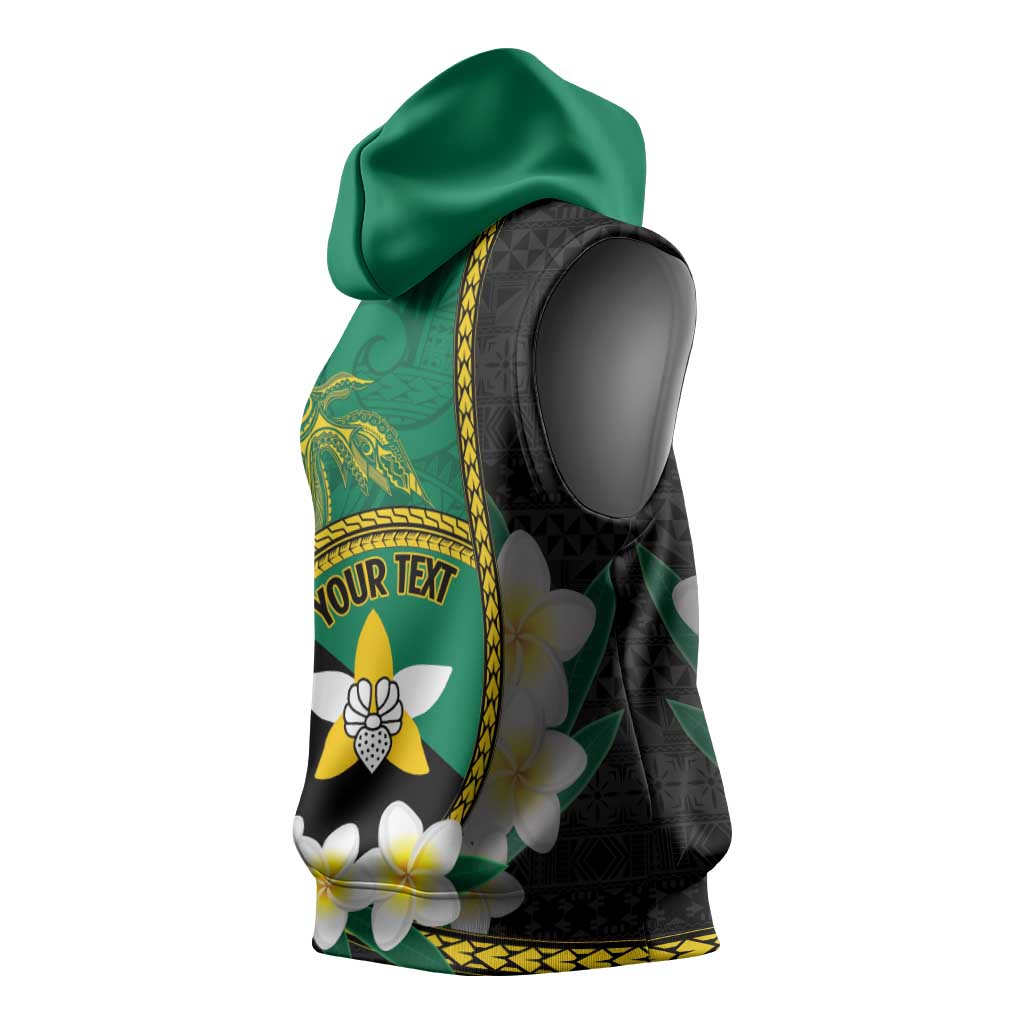 Personalised PNG Enga Provins Sleeveless Hoodie Papua New Guinea Plumeria Melanesian Pattern - Polynesian Pride