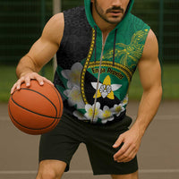 Personalised PNG Enga Provins Sleeveless Zip Hoodie Papua New Guinea Plumeria Melanesian Pattern - Polynesian Pride