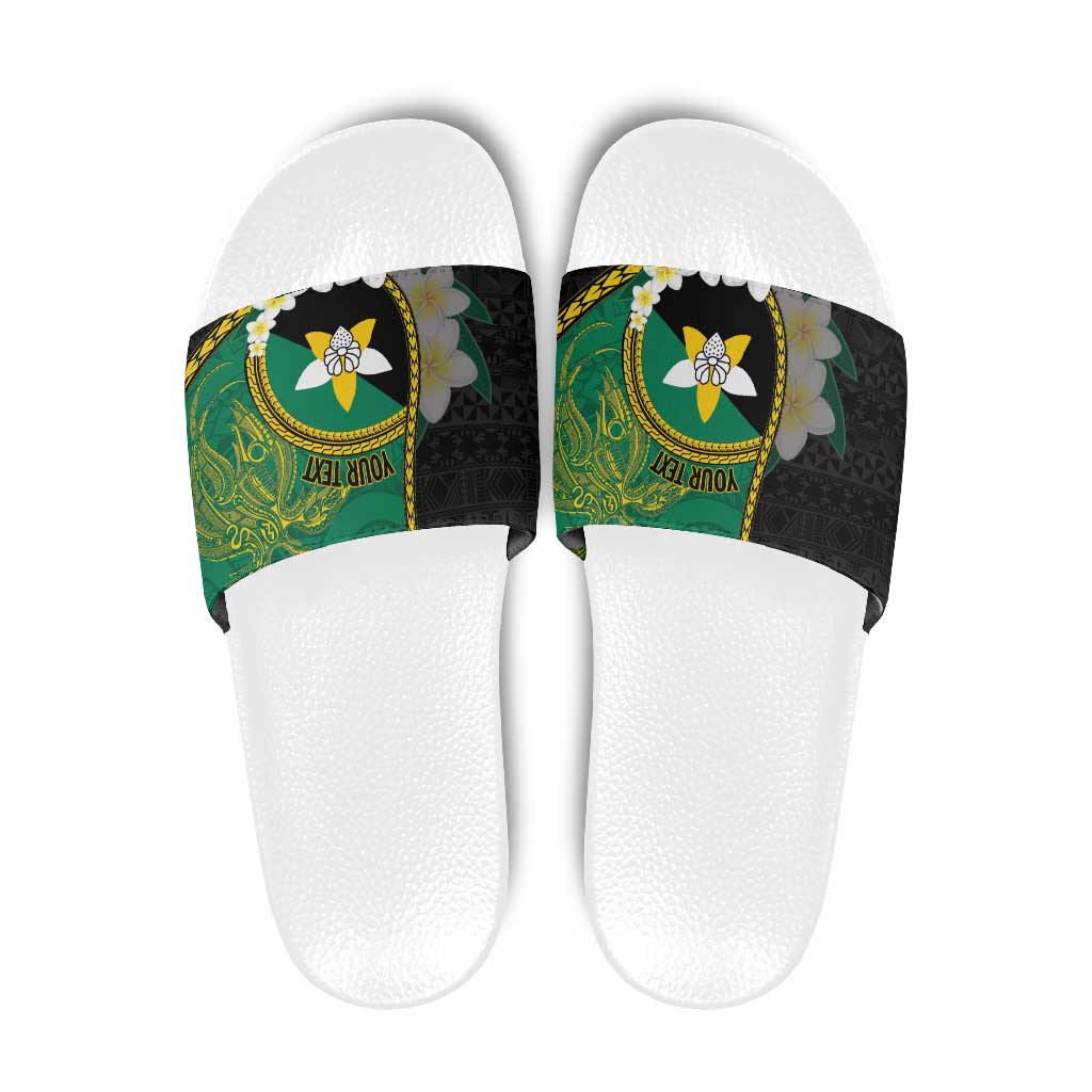 Personalised PNG Enga Provins Slide Sandals Papua New Guinea Plumeria Melanesian Pattern - Polynesian Pride