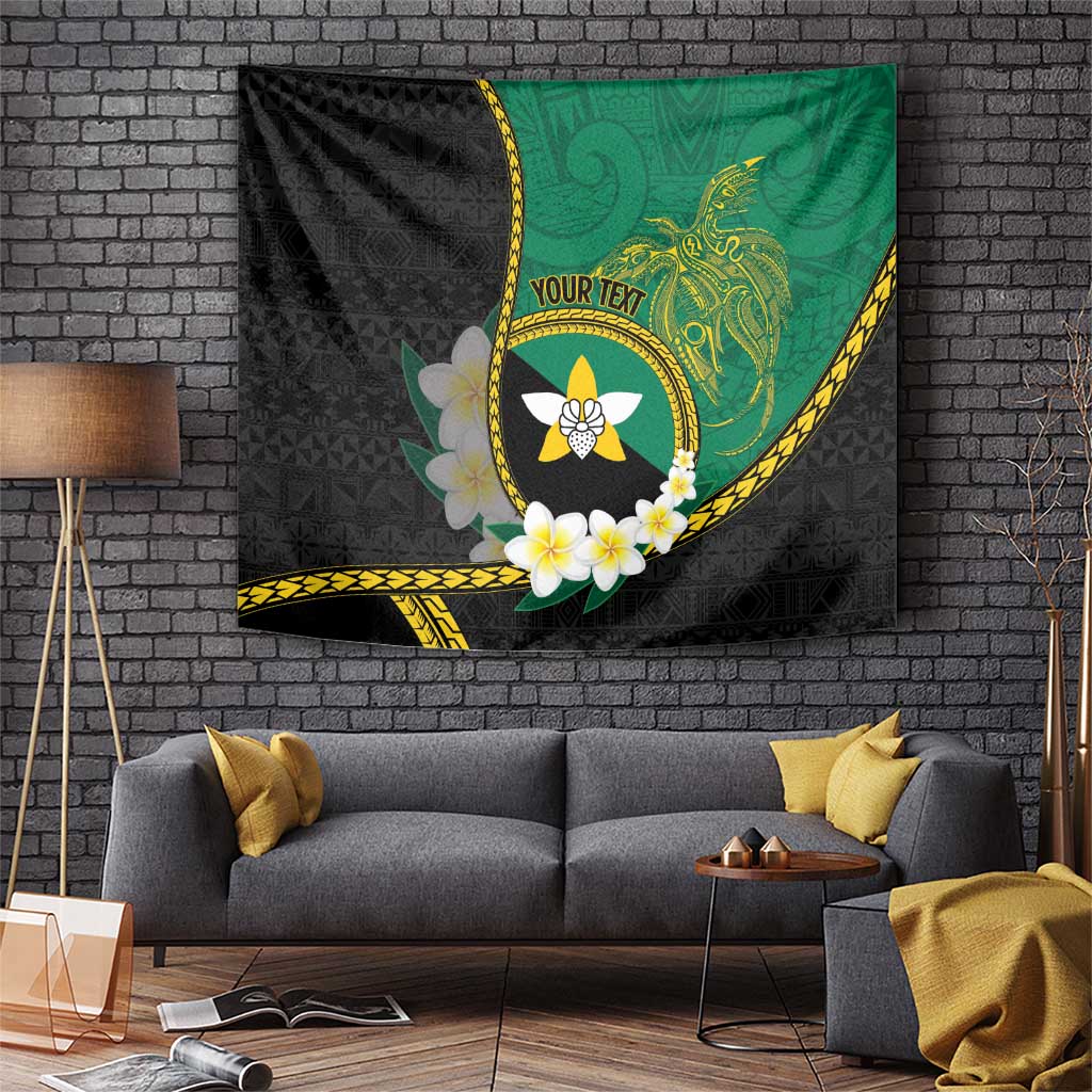 Personalised PNG Enga Provins Tapestry Papua New Guinea Plumeria Melanesian Pattern LT14 Black - Polynesian Pride