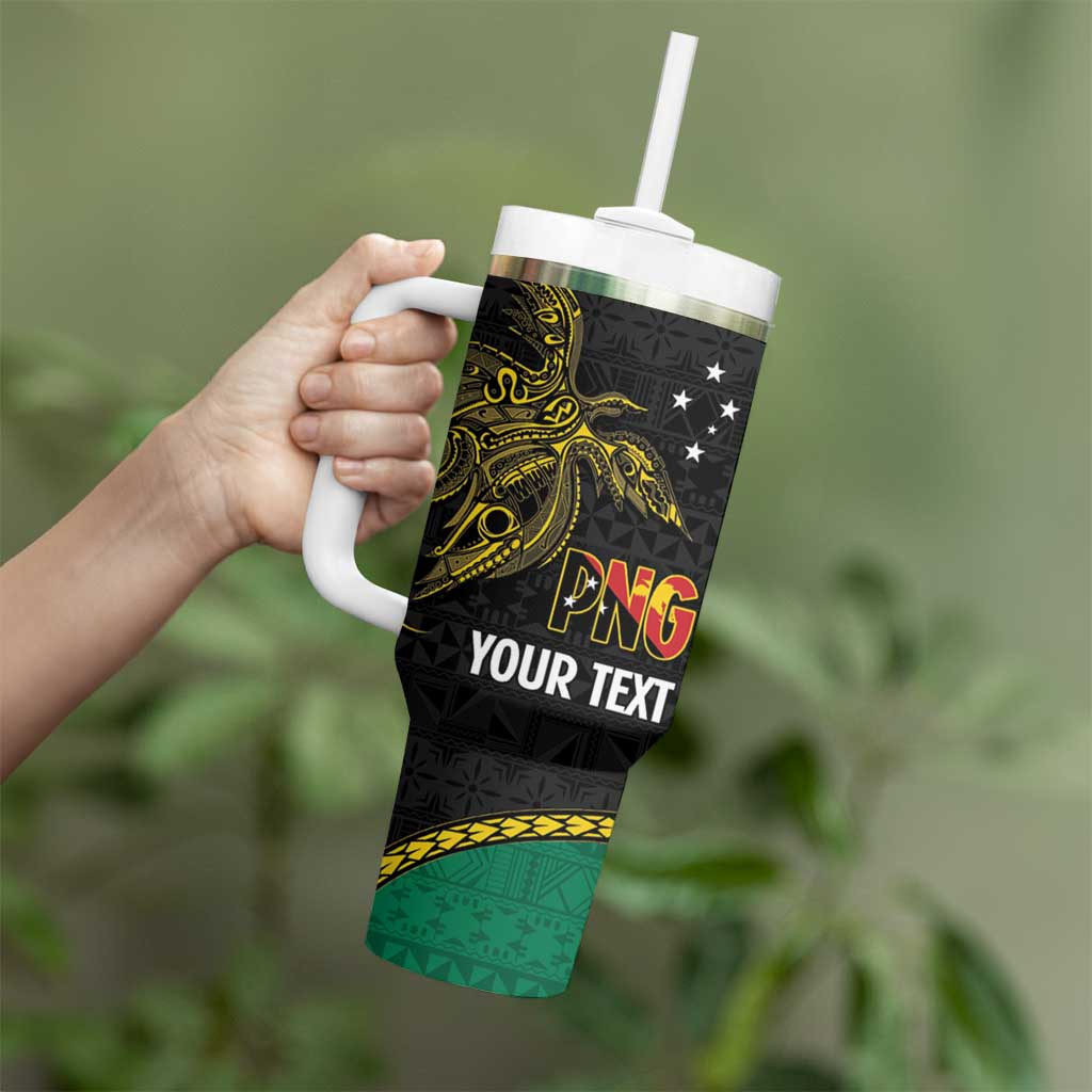 Personalised PNG Enga Provins Tumbler With Handle Papua New Guinea Plumeria Melanesian Pattern - Polynesian Pride